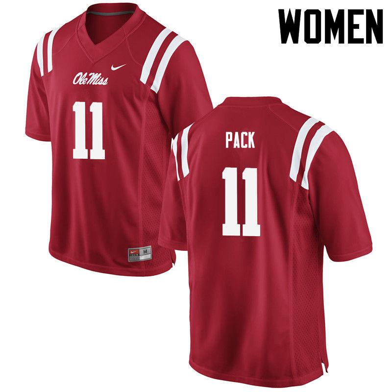 Markell Pack Ole Miss Rebels NCAA Women's Red #11 Stitched Limited College Football Jersey RHG8558ML